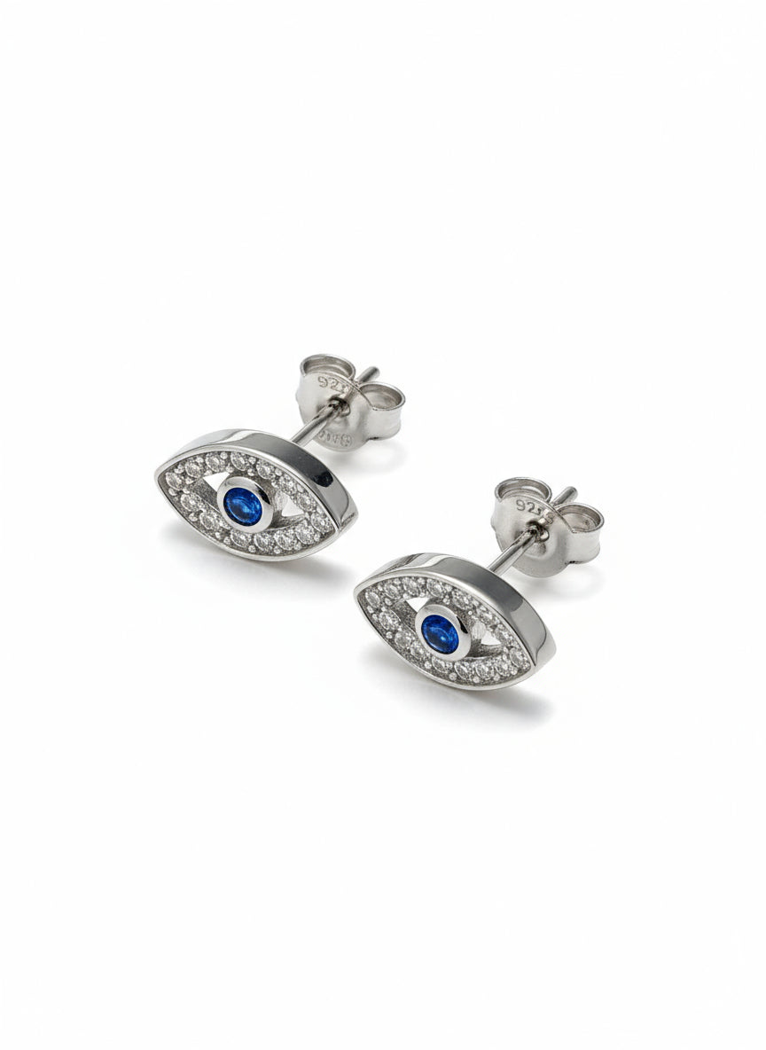 Sterling Silver 925 Evil Eye Stud Earrings
