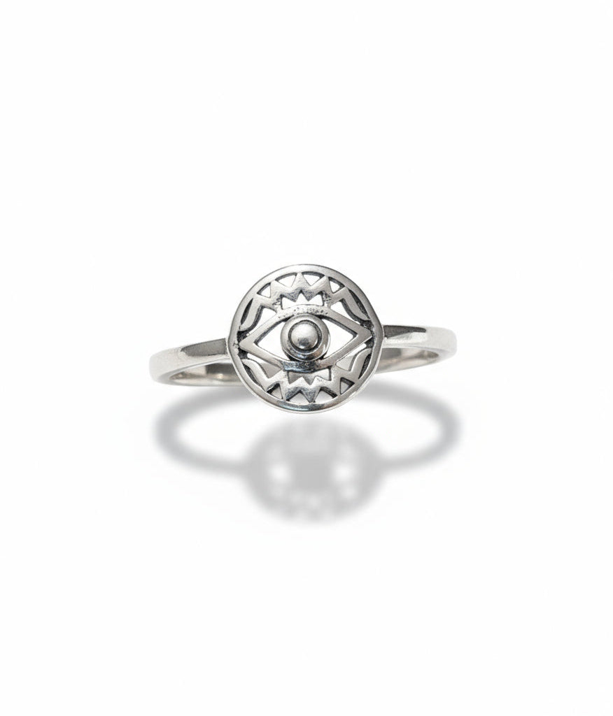 Sterling Silver Protection Amulet Eye Ring