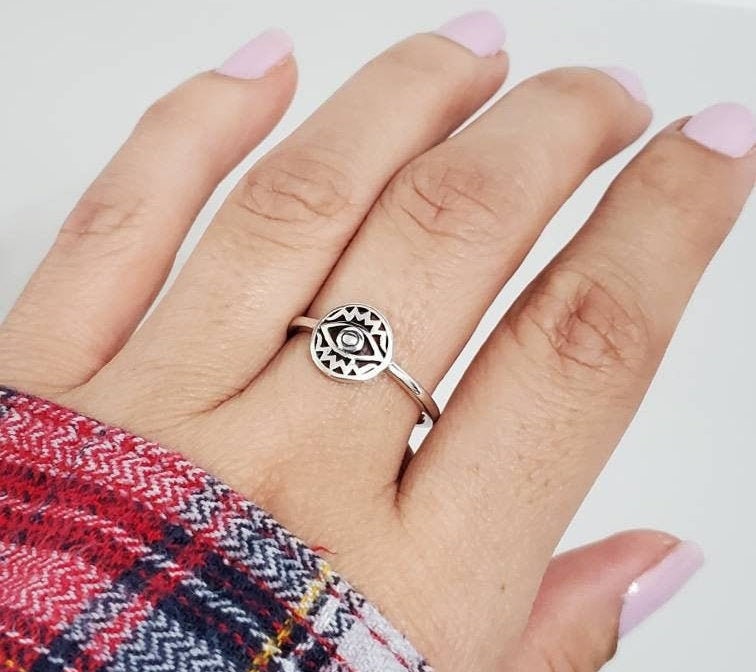 Sterling Silver Protection Amulet Eye Ring - view 2