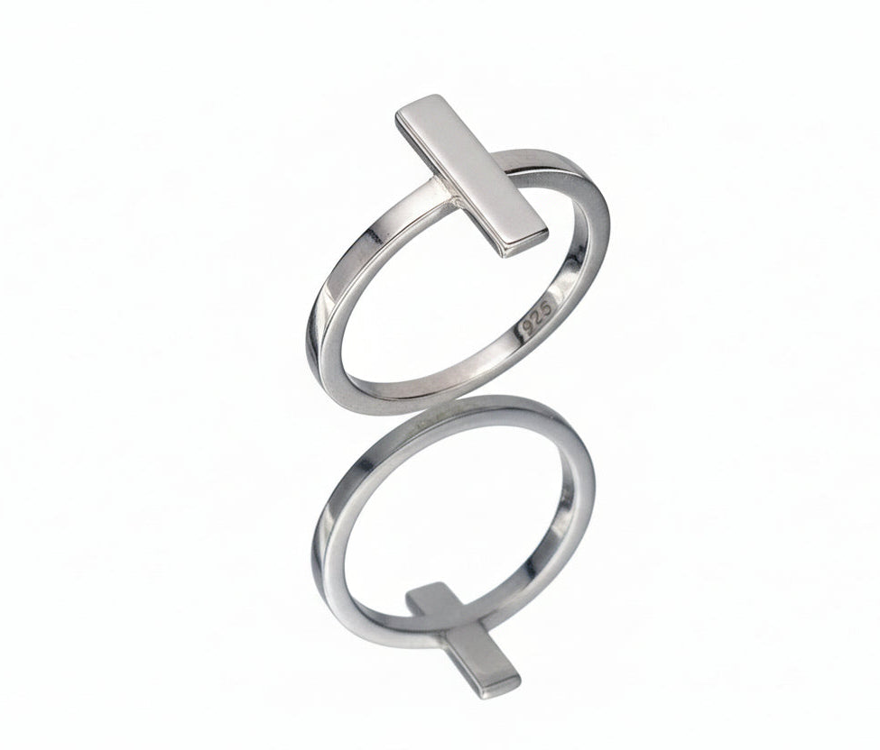 Sterling Silver T Bar Ring