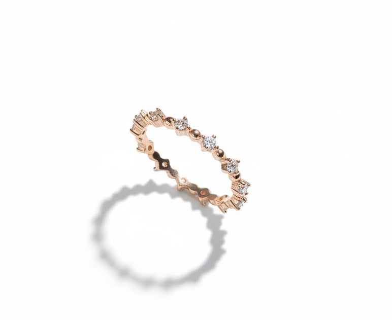 Sterling Silver Rose Gold Eternity Ring - view 4