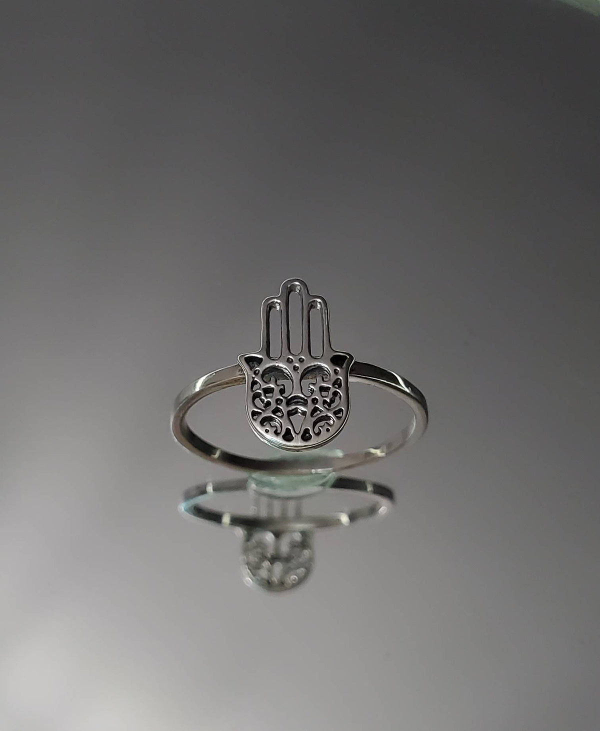 Hamsa Minimalist Hand of Fatima Amulet Ring - view 7