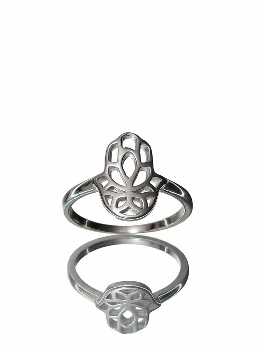 Sterling Silver 925 Hamsa Protection Ring - view 3