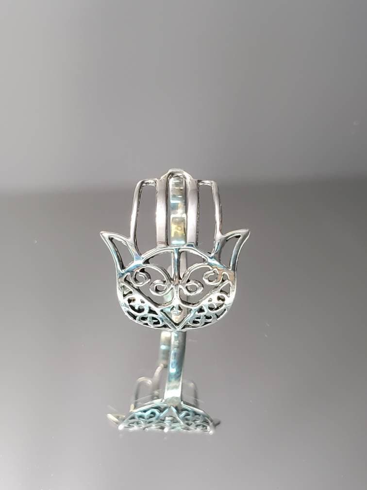Sterling Silver Traditional Hamsa Hand Ring - view 3