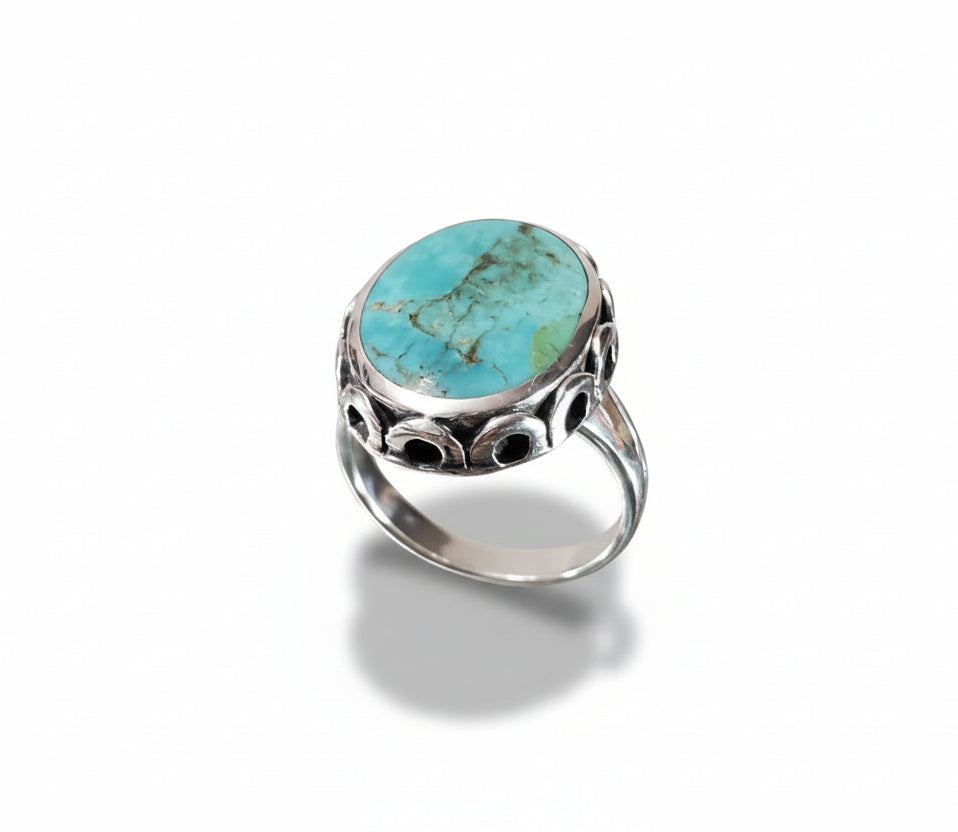 Sterling Silver Natural Turquoise Bold Ring - view 8