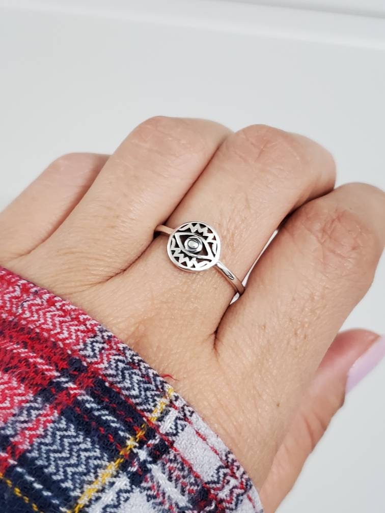 Sterling Silver Protection Amulet Eye Ring - view 4