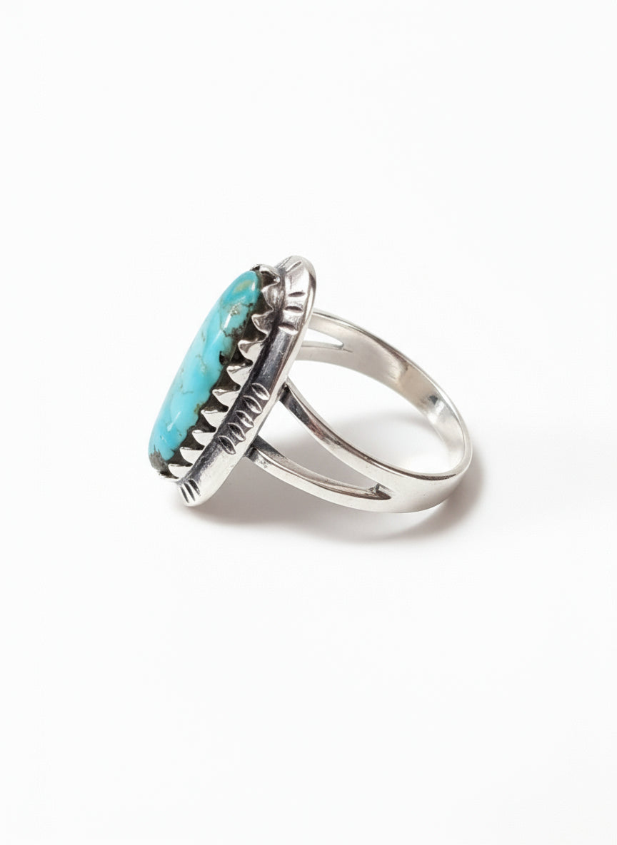 Sterling Silver Turquoise Stone Statement Ring - view 4