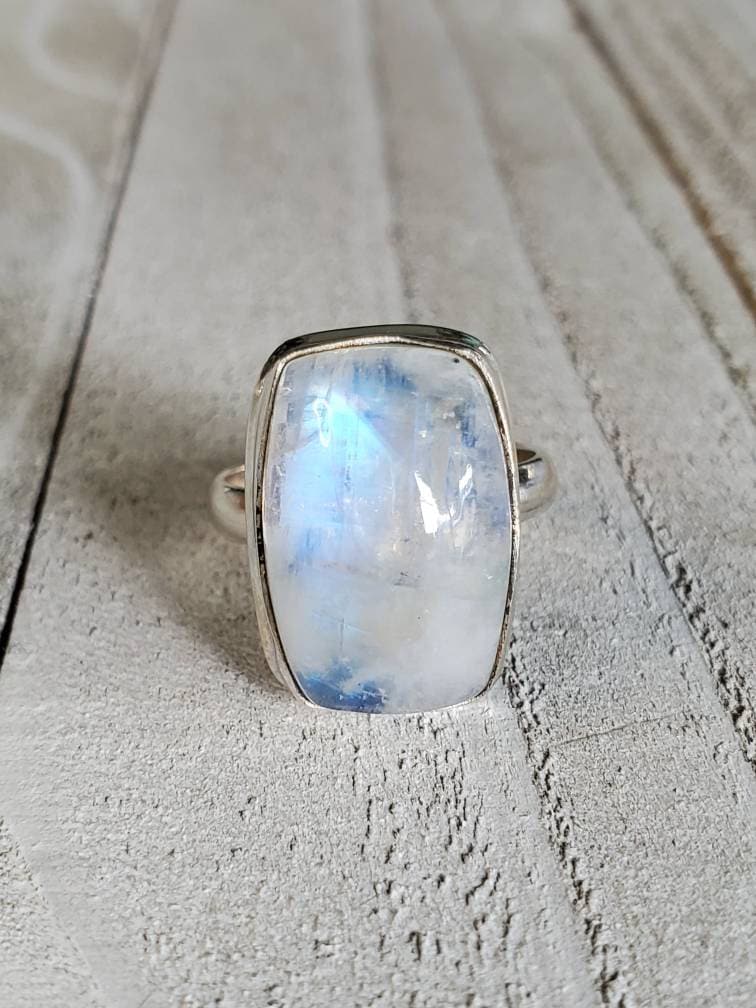 Moonstone Sterling Silver Solitaire Ring