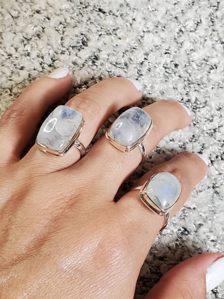 Moonstone Sterling Silver Solitaire Ring - view 5