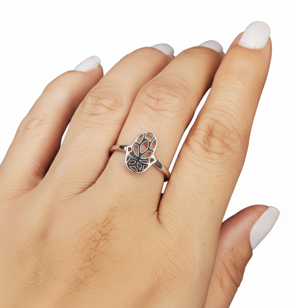 Sterling Silver 925 Hamsa Protection Ring - view 4