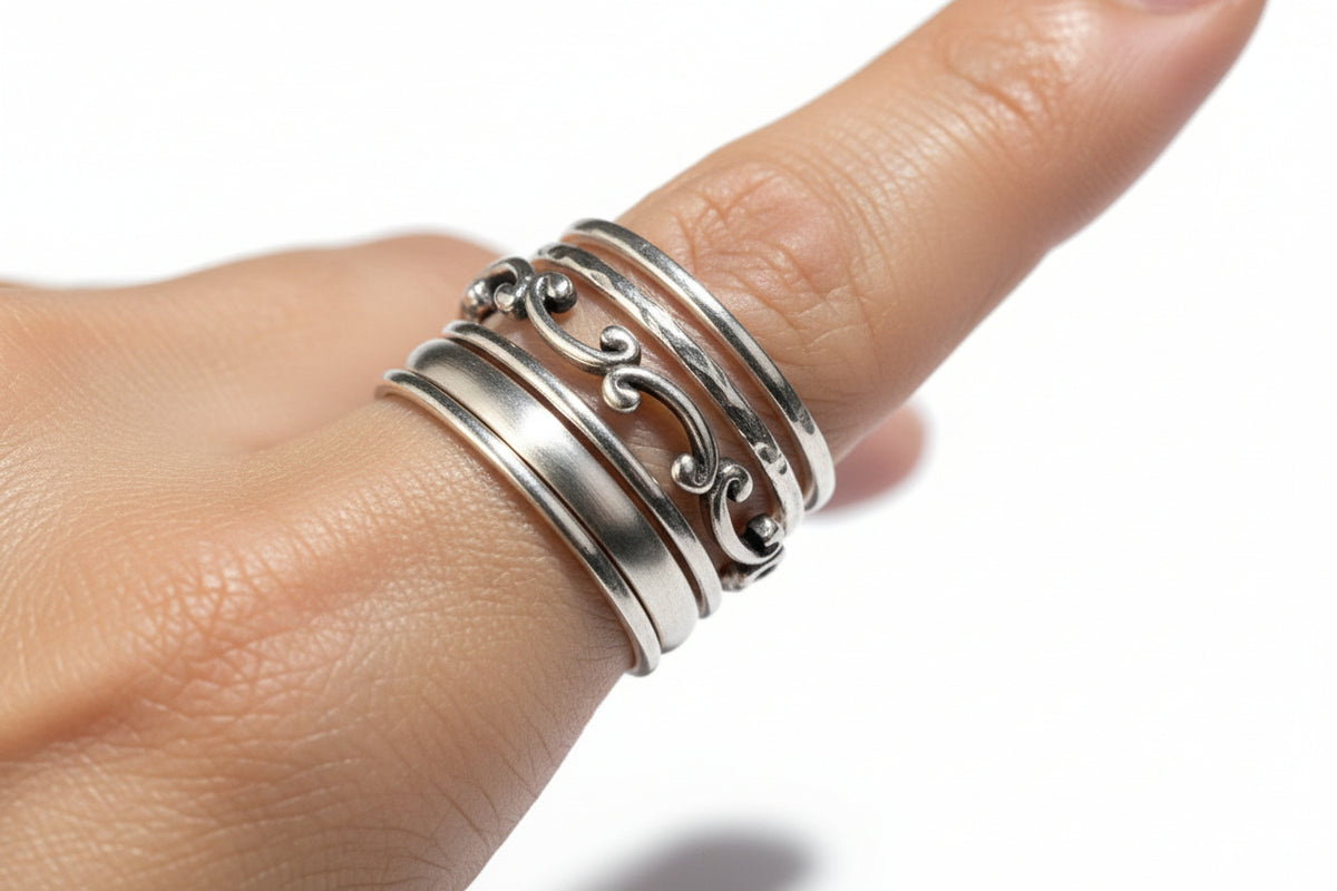 Sterling Silver Dainty Swirl Band - view 4