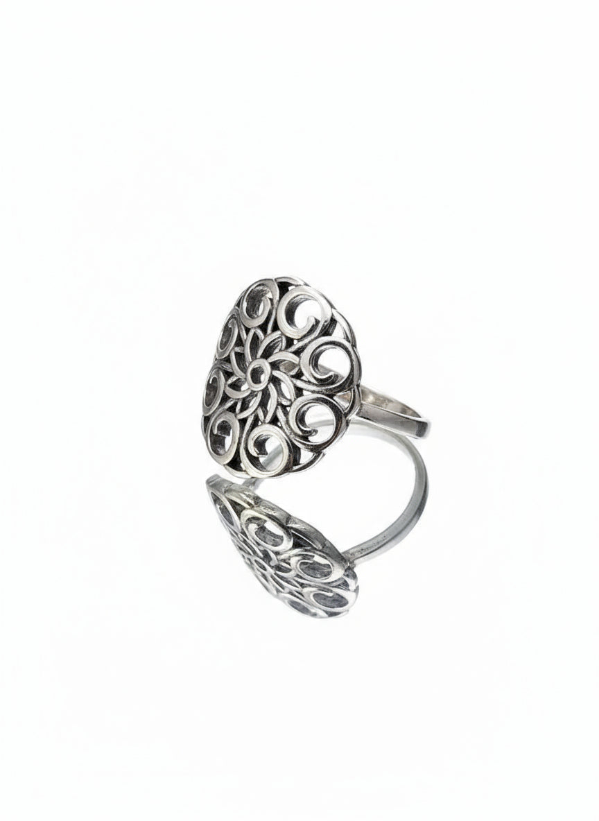 Sterling Silver Mandala Ring - view 3