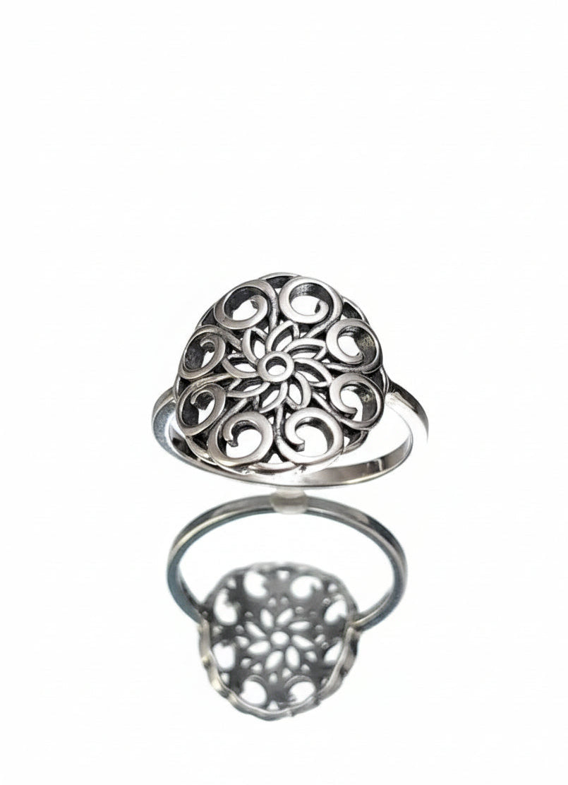 Sterling Silver Mandala Ring