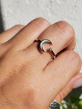 Sterling Silver Opal Crescent Moon and Star Ring - view 4