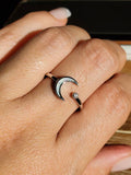 Sterling Silver Opal Crescent Moon and Star Ring - view 8