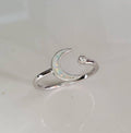 Sterling Silver Opal Crescent Moon and Star Ring - view 3