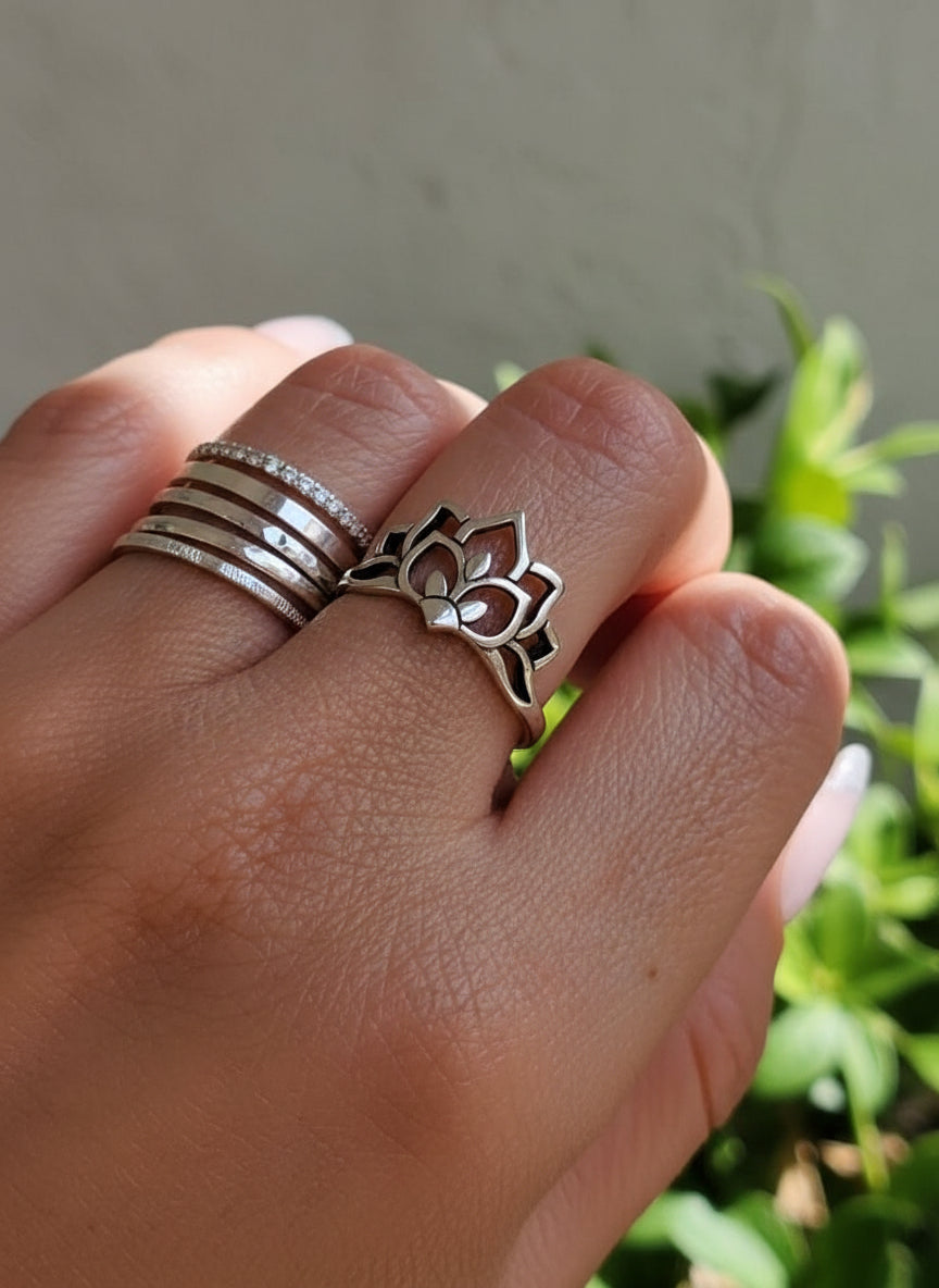 Sterling Silver Mandala Bali Ring - view 2