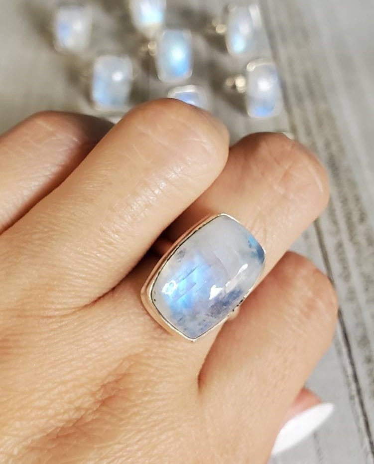 Moonstone Sterling Silver Solitaire Ring - view 2