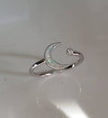 Sterling Silver Opal Crescent Moon and Star Ring - view 9