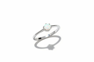 Sterling Silver Solitaire Women's White Opal Ring