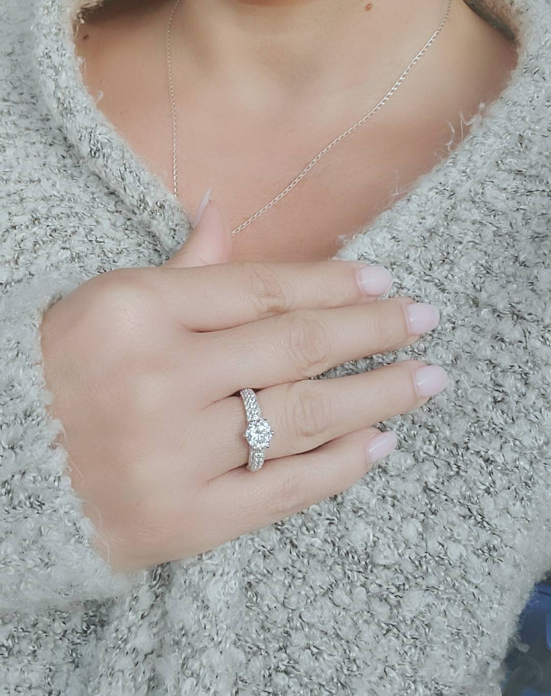 Sterling Silver 925 Engagement Promise Round Cut Ring - view 5