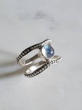 Sterling Silver Double Band Moonstone Ring - view 8