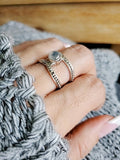 Sterling Silver Double Band Moonstone Ring - view 6