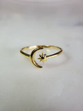 Thin Gold Moon Star Ring - view 6