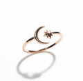 Sterling Silver Rose Gold Moon Star Ring - view 3