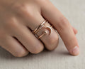Sterling Silver Rose Gold Moon Star Ring - view 2