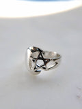 Sterling Silver Pentagram Crescent Moon Ring - view 9