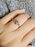 Sterling Silver Dainty Evil Eye Ring - view 4