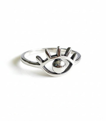 Sterling Silver Dainty Evil Eye Ring