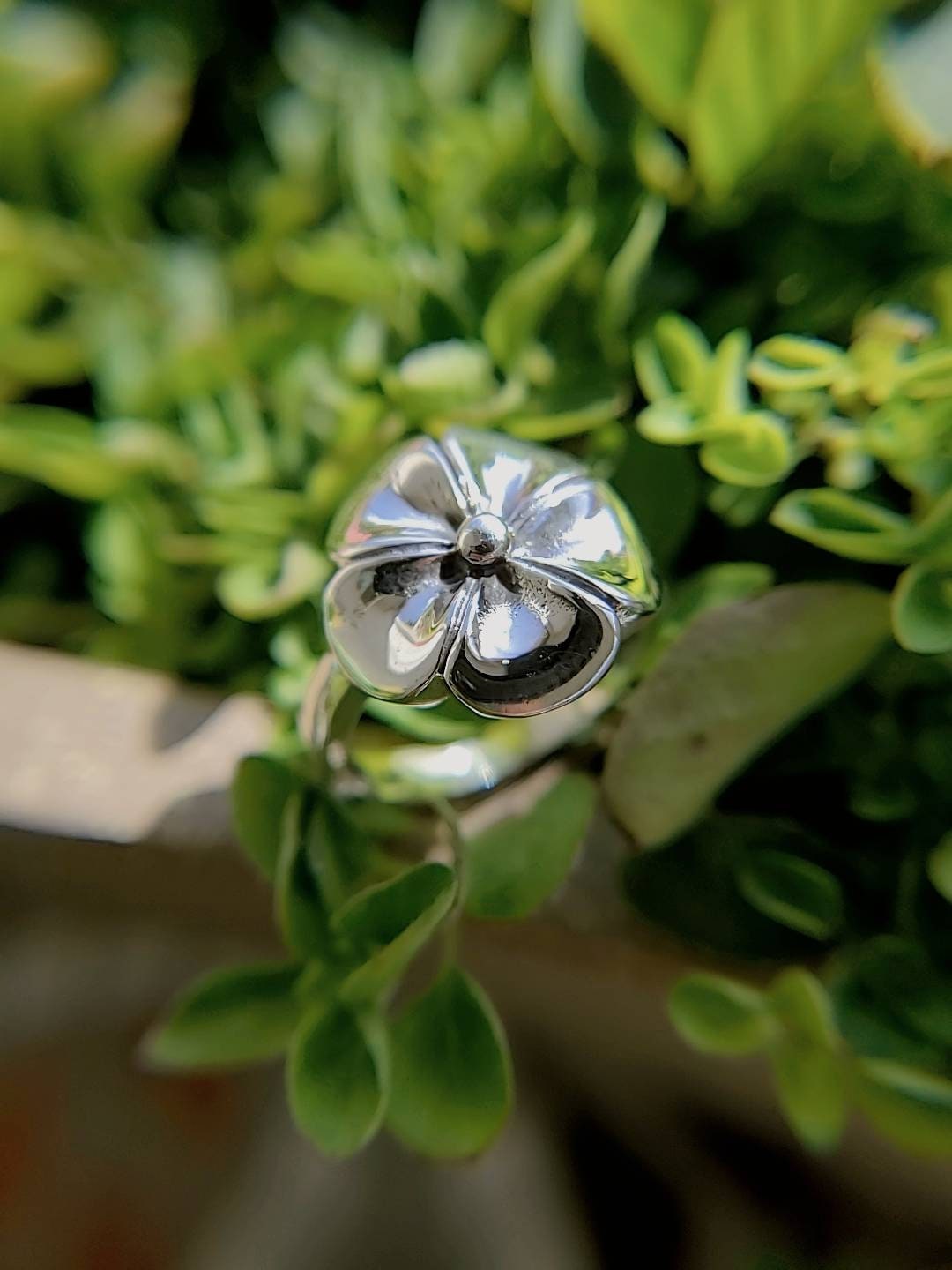 Sterling Silver Plumeria Hawaiian Flower Ring - view 3
