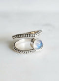Sterling Silver Double Band Moonstone Ring - view 11