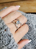 Sterling Silver Double Band Moonstone Ring - view 10