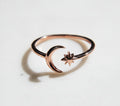 Sterling Silver Rose Gold Moon Star Ring - view 7