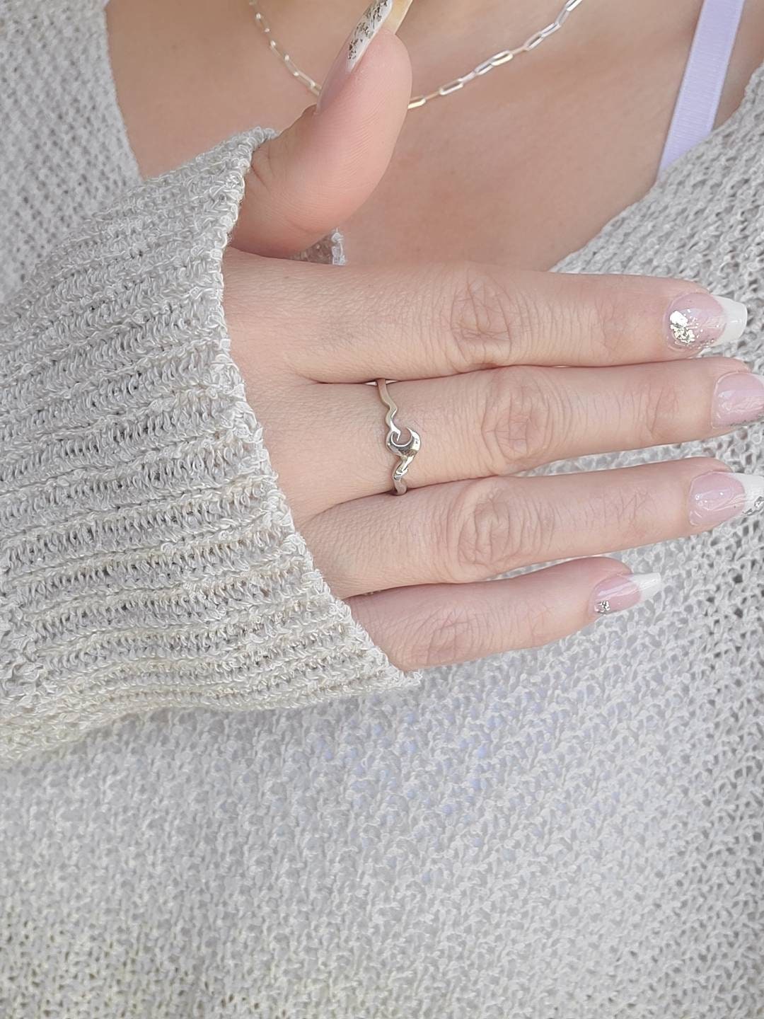 Dainty Wave Sterling Silver Ring - view 9