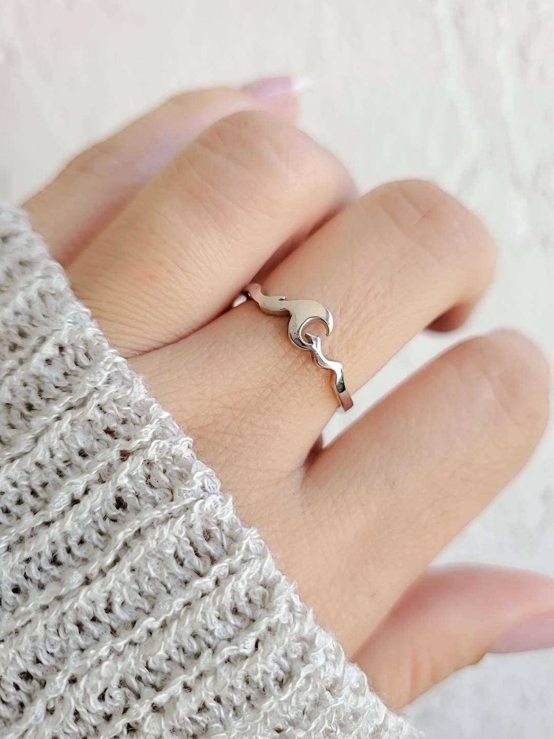 Dainty Wave Sterling Silver Ring - view 2