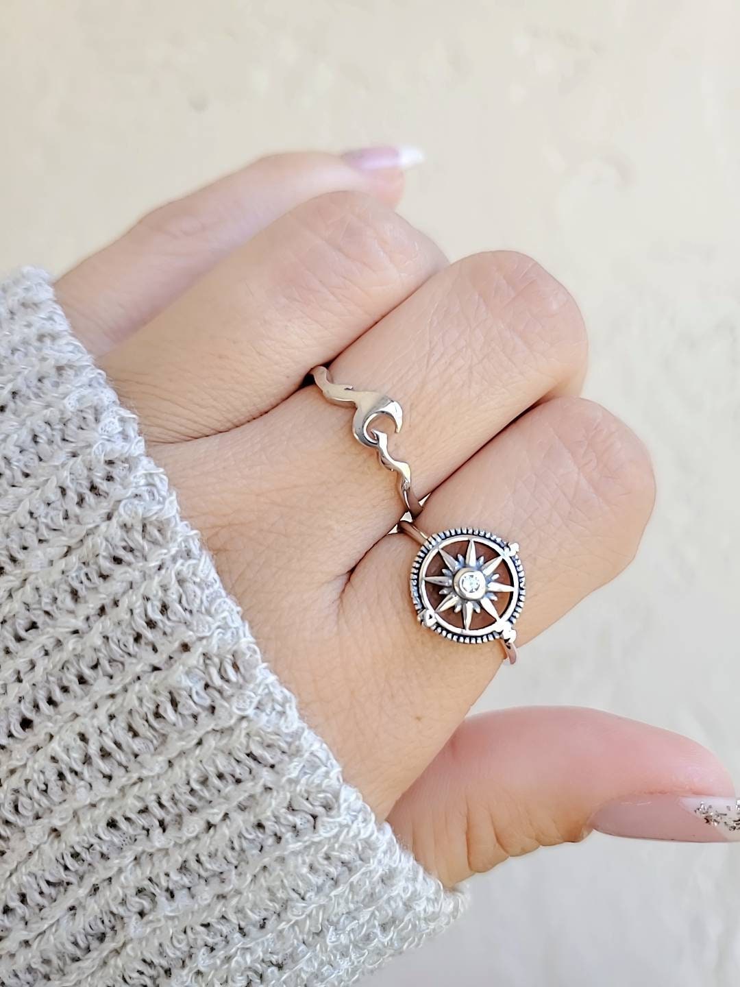 Dainty Wave Sterling Silver Ring - view 7
