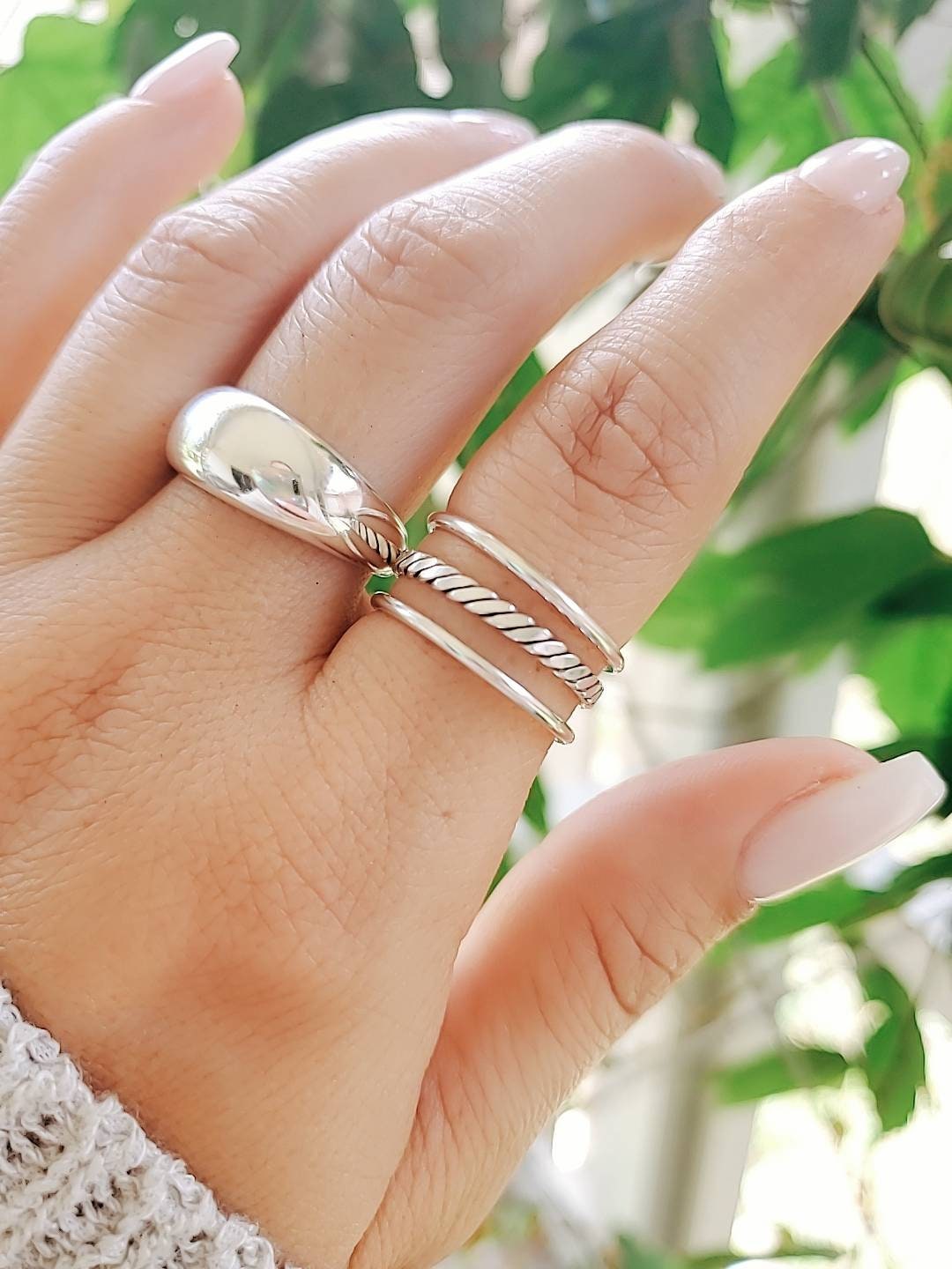 Sterling Silver Triple Adjustable Ring - view 4