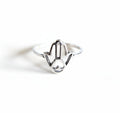 Sterling Silver Minimalist Hamsa Protection Amulet Ring - view 3