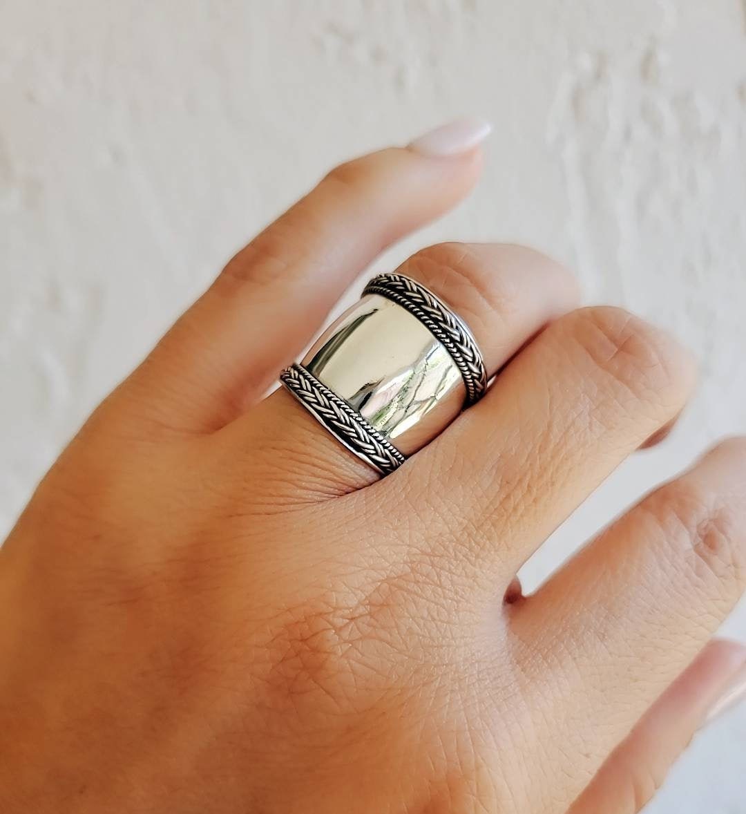 Concave Bali Sterling Silver Ring - view 4