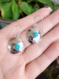 Sterling Silver 925 Handmade Hammered Turquoise Drop Earrings - view 5