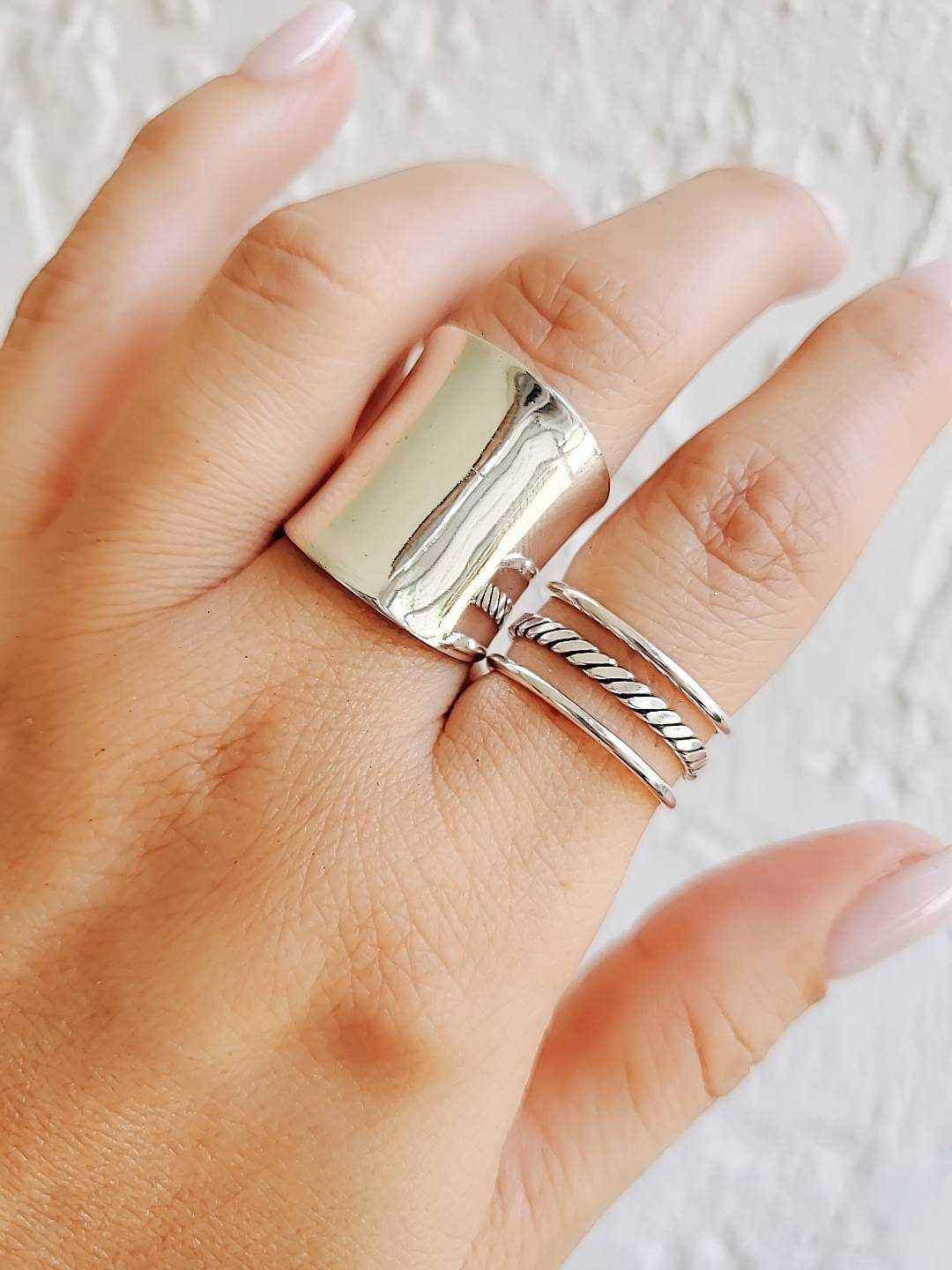 Sterling Silver Triple Adjustable Ring - view 6