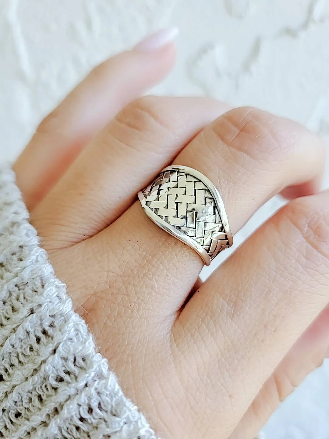 Sterling Silver Braided Adjustable Ring - view 9