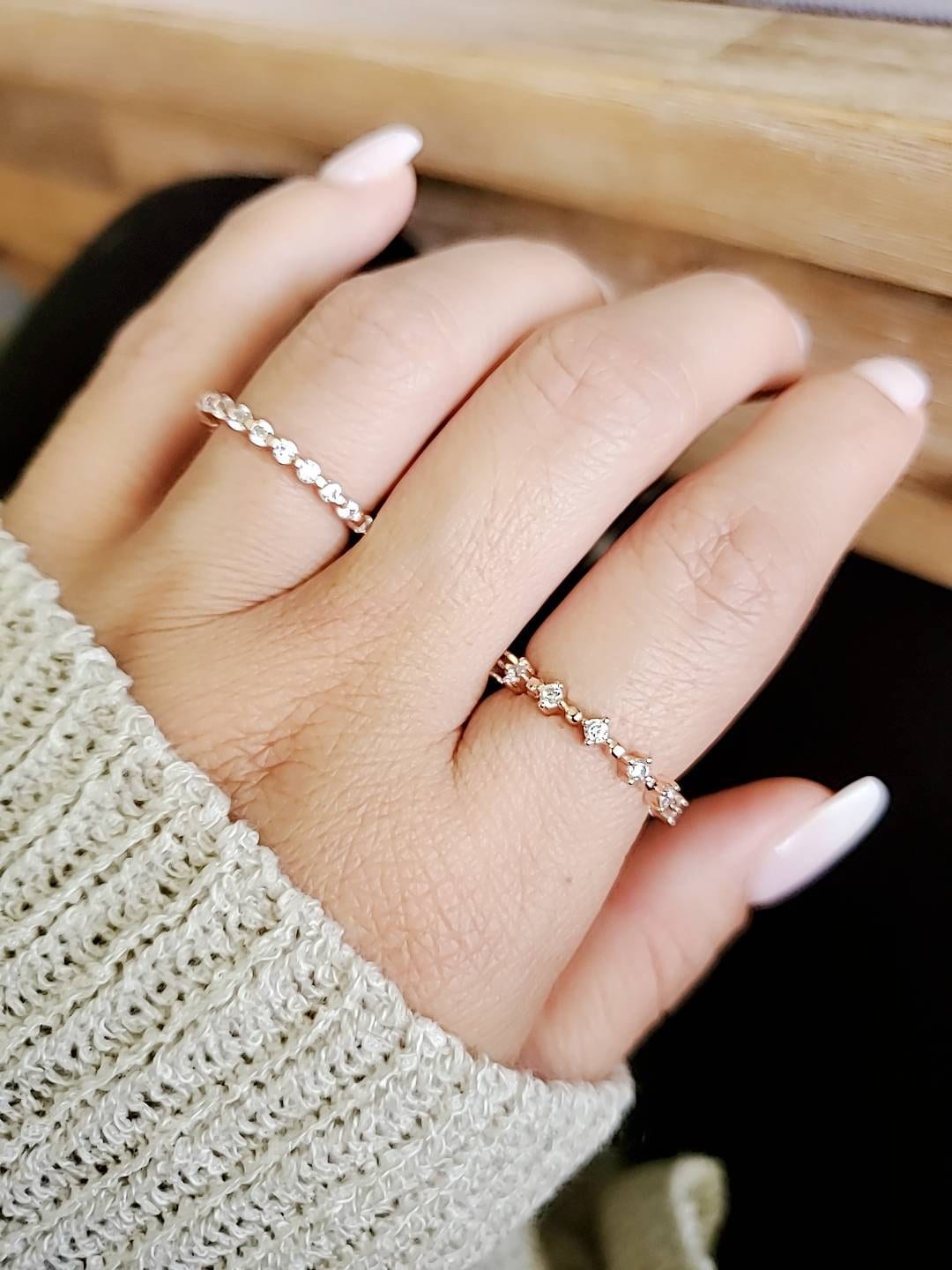 Sterling Silver Rose Gold Eternity Ring - view 3
