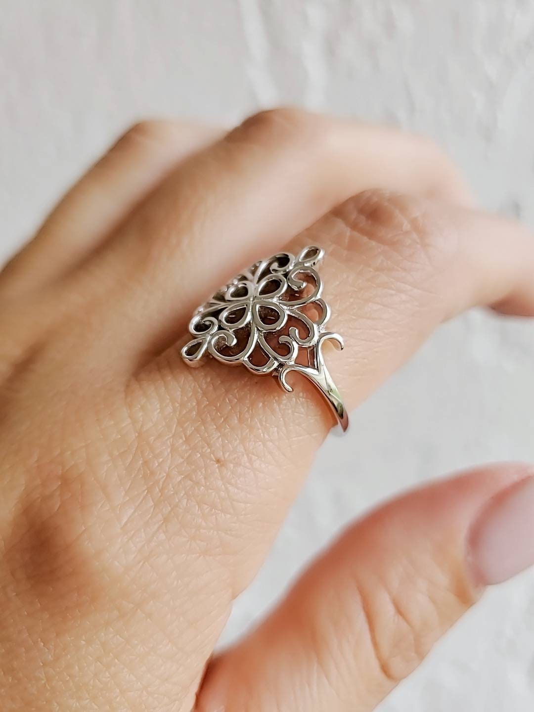 Sterling Silver Filigree Statement Ring - view 3