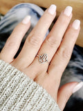 Sterling Silver Minimalist Hamsa Protection Amulet Ring - view 2
