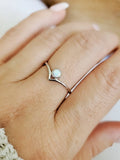 Sterling Silver White Opal Chevron Ring - view 6